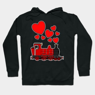 Valentines Day Train Steam Engine Love Hearts Hoodie